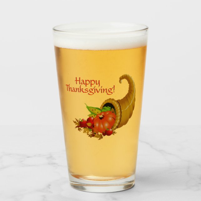 Cornucopia Happy thanksgiving Glaskopp (Framsida fylld)