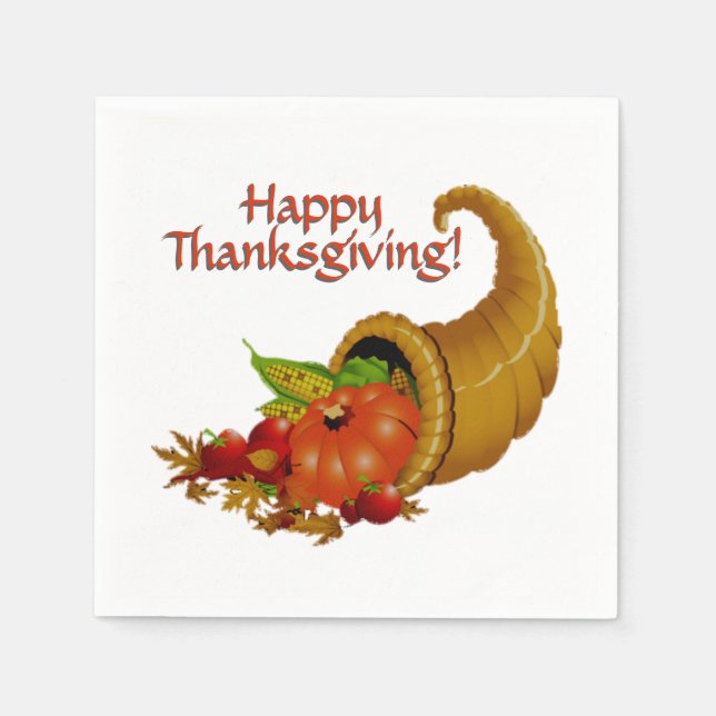 Cornucopia Happy thanksgiving Pappersservett (Framsidan)