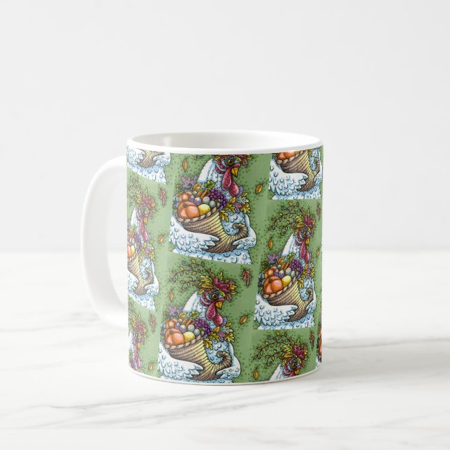 CORNUCOPIA HEN, THANKSGIVING CHICKEN FALL HARVEST KAFFEMUGG (Framsida vänster)