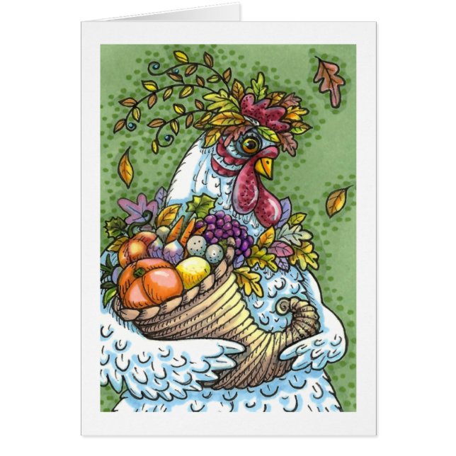 CORNUCOPIA HEN, THANKSGIVING CHICKEN HARVEST Blank OBS Kort (Framsidan)