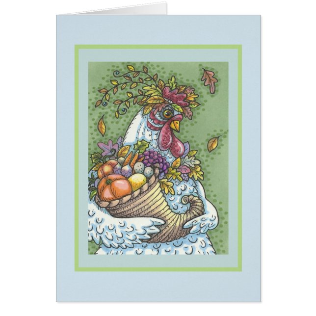 CORNUCOPIA HEN, THANKSGIVING GREETARD Blank OBS Kort (Framsidan)