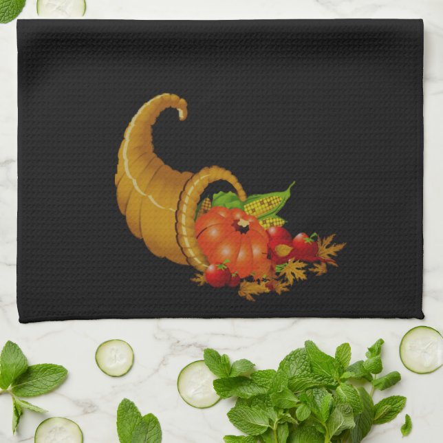 Cornucopia / Horn of Plenty Kökshandduk (Vikta)