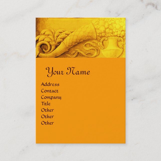 CORNUCOPIA MONOGRAM, guld gult orange Visitkort (Framsida)