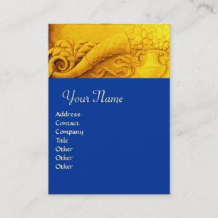 CORNUCOPIA MONOGRAM, klarare gult guld, blå Visitkort