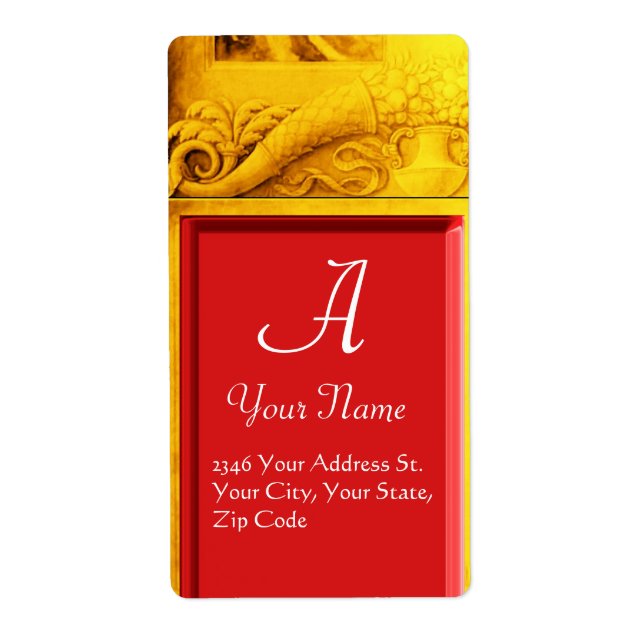 CORNUCOPIA MONOGRAM , klarfärgad guld gult röd Fraktsedel (Framsidan)