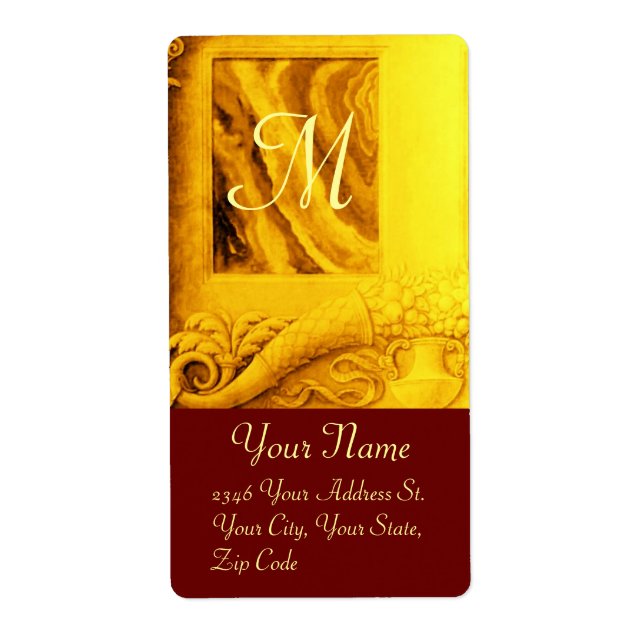 CORNUCOPIA MONOGRAM , klarfärgad guld gult röd Fraktsedel (Framsidan)