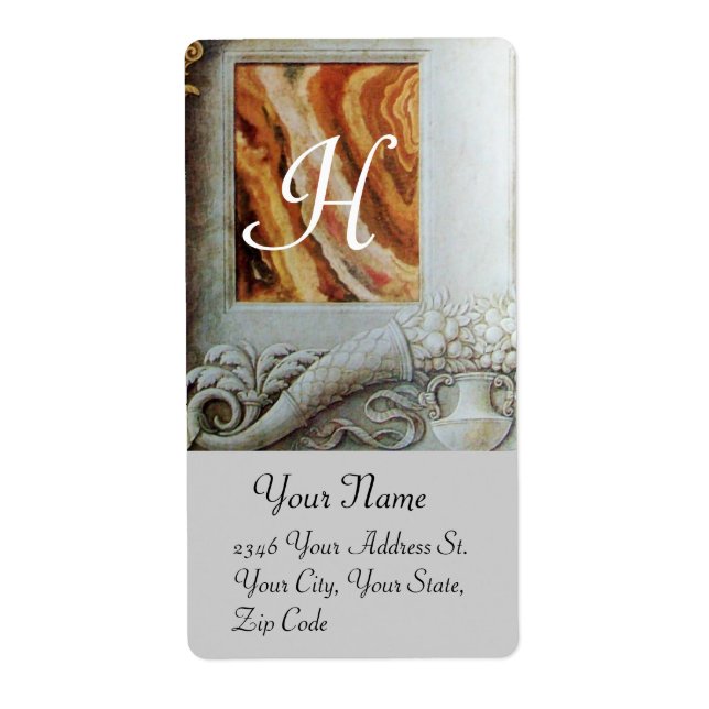 CORNUCOPIA MONOGRAM, svartvit grått brun Fraktsedel (Framsidan)