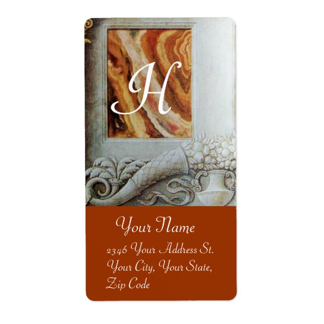 CORNUCOPIA MONOGRAM, svartvit grått brun Fraktsedel (Framsidan)