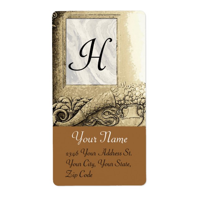 CORNUCOPIA MONOGRAM, svartvit grått brun Fraktsedel (Framsidan)