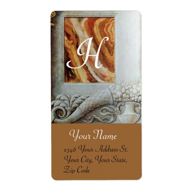 CORNUCOPIA MONOGRAM, svartvit grått brun Fraktsedel (Framsidan)