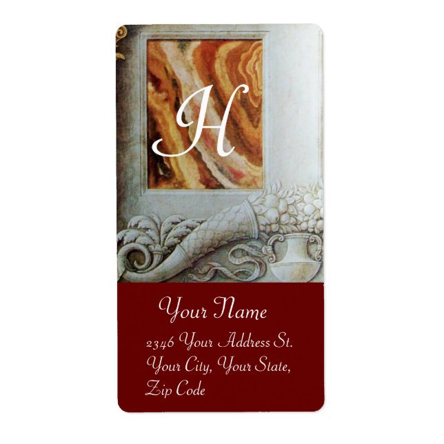 CORNUCOPIA MONOGRAM, svartvit grått brun röd Fraktsedel (Framsidan)