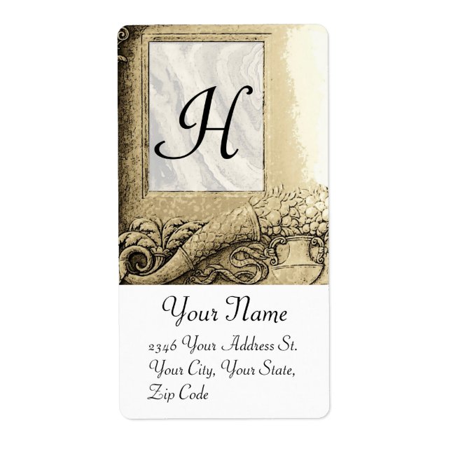 CORNUCOPIA MONOGRAM, svartvit grått Fraktsedel (Framsidan)