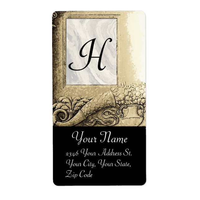 CORNUCOPIA MONOGRAM, svartvit grått Fraktsedel (Framsidan)