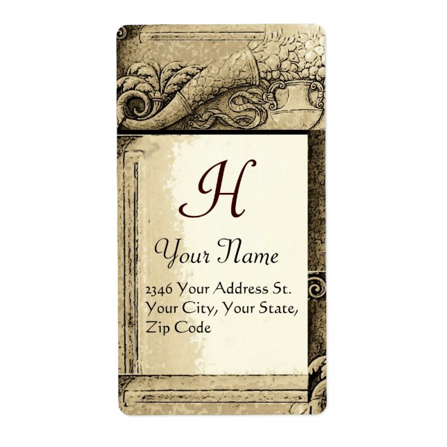 CORNUCOPIA MONOGRAM, svartvit grått Fraktsedel (Framsidan)