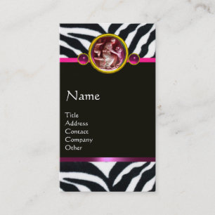 CORNUCOPIA ROSA BLACK WHITE ZEBRA PÄLS MONOGRAM VISITKORT