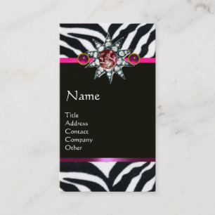 CORNUCOPIA ROSA BLACK WHITE ZEBRA PÄLS MONOGRAM VISITKORT