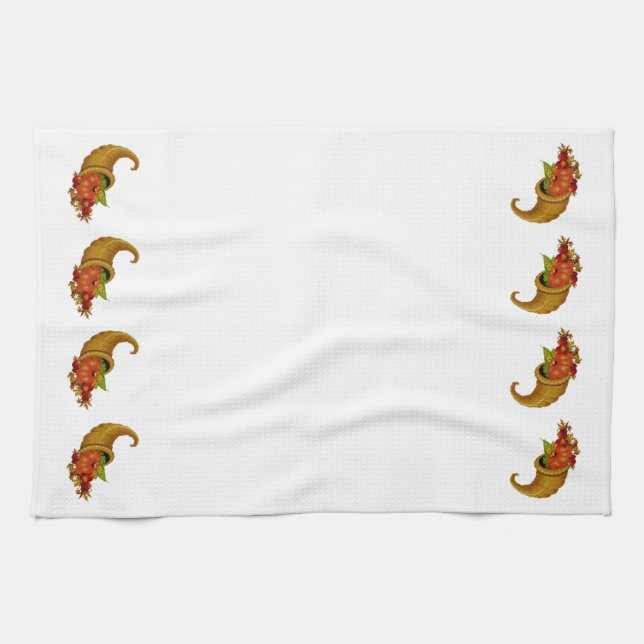 Cornucopia Row White Kitchen Towels Kökshandduk (Horisontell)