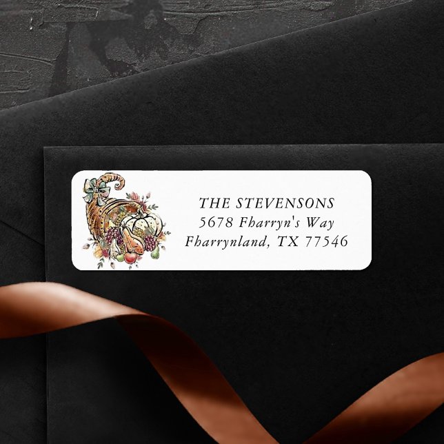 Cornucopia Sublication | Plum Friendsgiving Returadress Etikett (Skapare uppladdad)