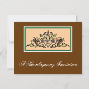 Cornucopia Vintage Thanksgiving Art-inbjudningar Inbjudningar