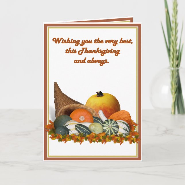 Cornucopia with Fall Gourds Helgkort (Framsida)