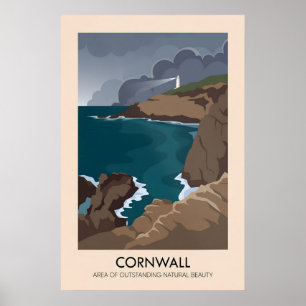 Cornwall AONB Reseskylat Affisch