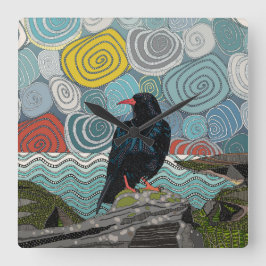 Cornwall chough fyrkantig klocka