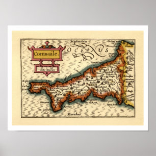 Cornwall, Cornwaile County England Antiquarian Kar Poster