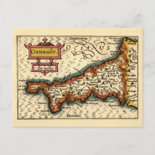 Cornwall, Cornwaile County England Antiquarian Kar Vykort