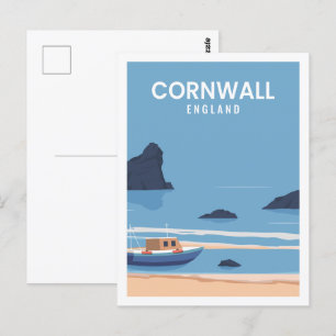 Cornwall England Berömd Travel Ställe Illustration Vykort