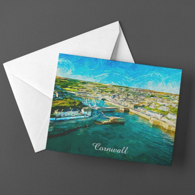 Cornwall England Coastal Scenery Oil Paint Vykort (Cornwall England Coastal Scenery Oil Paint Postcard)