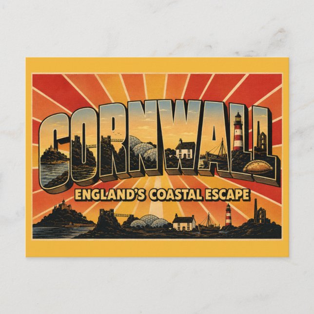 Cornwall England Kustutflykt Vykort (Framsida)