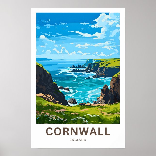 Cornwall England Travel Print Poster (Framsidan)