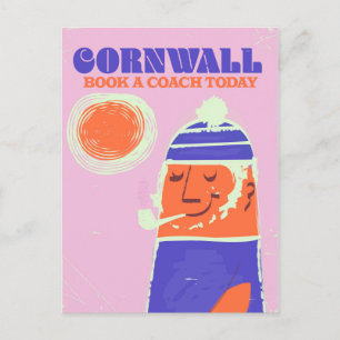 Cornwall fiskare vintage "ta en buss" affisch vykort