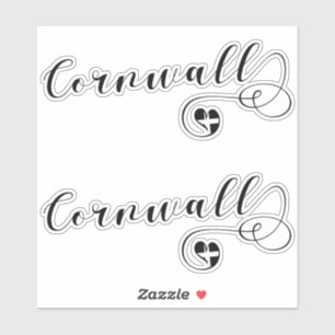 Cornwall Flagga in Heart, Cornish, Kernow Klistermärken