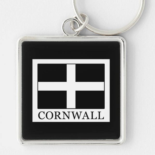 Cornwall Fyrkantig Silverfärgad Nyckelring (Framsidan)