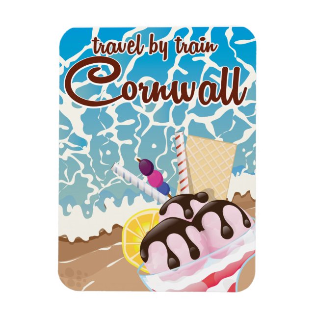 Cornwall glasskremakartong för resor affisch magnet (Vertikal)