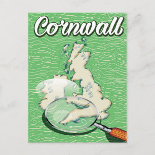 Cornwall karta vintage resor poster vykort