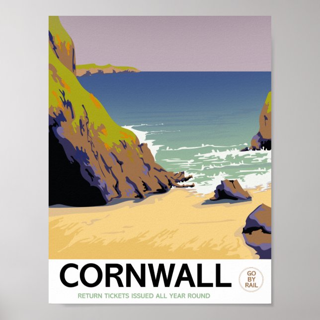 Cornwall vintage resemotivaffisch. poster (Framsidan)