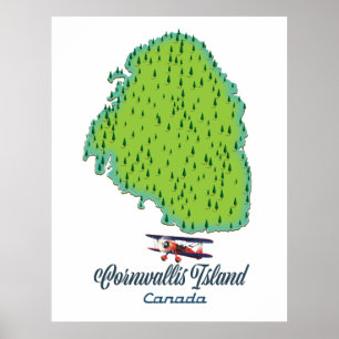 Cornwallis Island, Kanada Travel karta Poster