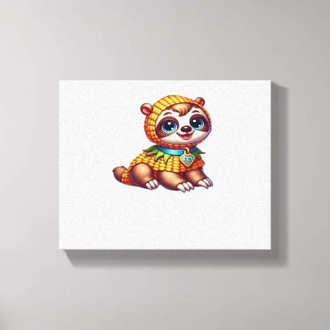 Corny Cuteness Halloween's Sweetest Sloth Oversize Canvastryck (Framsida)