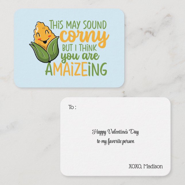 Corny Pun Cute och Funny Classroom Valentines day Anteckningskort (Fram/baksida)