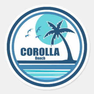 Corolla Beach North Carolina Handflatan Träd Birds Runt Klistermärke