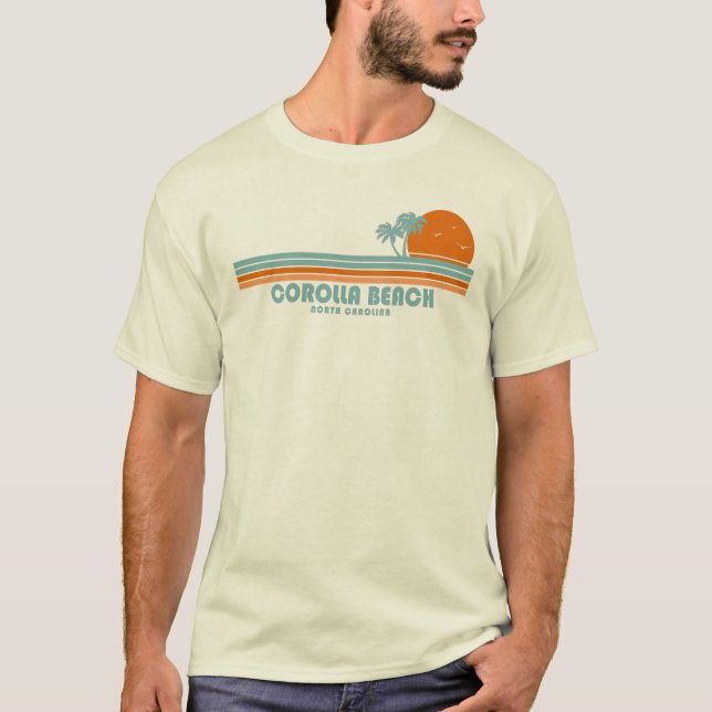 Corolla Beach North Carolina Sol Handflatan Träd T Shirt (Framsida)