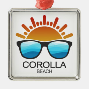Corolla Beach North Carolina Solglasögon Julgransprydnad Metall