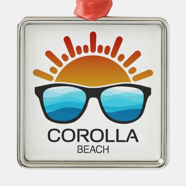 Corolla Beach North Carolina Solglasögon Julgransprydnad Metall (Framsidan)