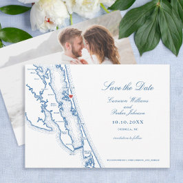 Corolla NC Map Elegant Navy Blue Wedding Spara Datumet