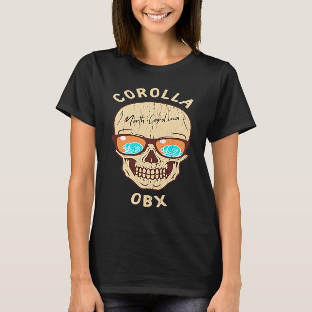 Corolla NC Summertime Vacationing Skull Sunglasses T Shirt (Framsida)