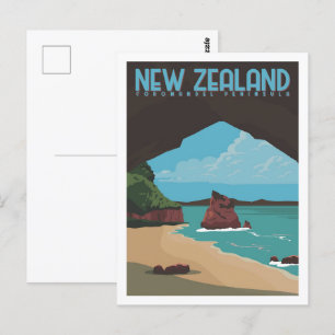Coromandel Peninsula Nz Travel Ställe Illustration Vykort