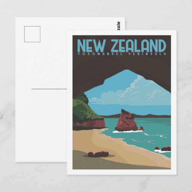 Coromandel Peninsula Nz Travel Ställe Illustration Vykort (Fram/baksida)