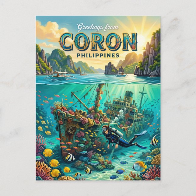 Coron Filippinerna Vykort (Framsida)